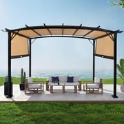 UBesGoo Pergola 12x9ft Arched Aluminum Gazebo with Adjustable Waterproof Sun Shade Shelter Awning for Garden Lawn Deck